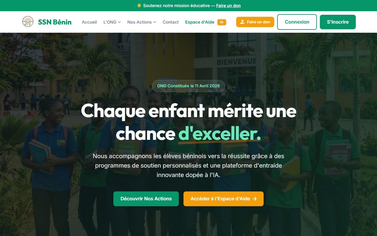 Capture du site Soutien Scolaire National